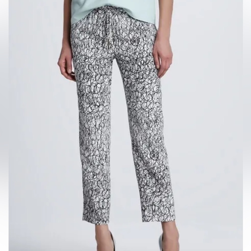 Diane Von Furstenberg BENNETT Silk Printed Pant Scribble Maze Size 4